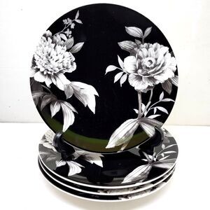 Lenox "Moonlit Garden" Set Of 4 Black 9 1/8" Accent Salad Plates VGC  HTF